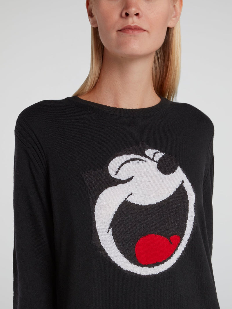 Black Felix The Cat Knit Dress