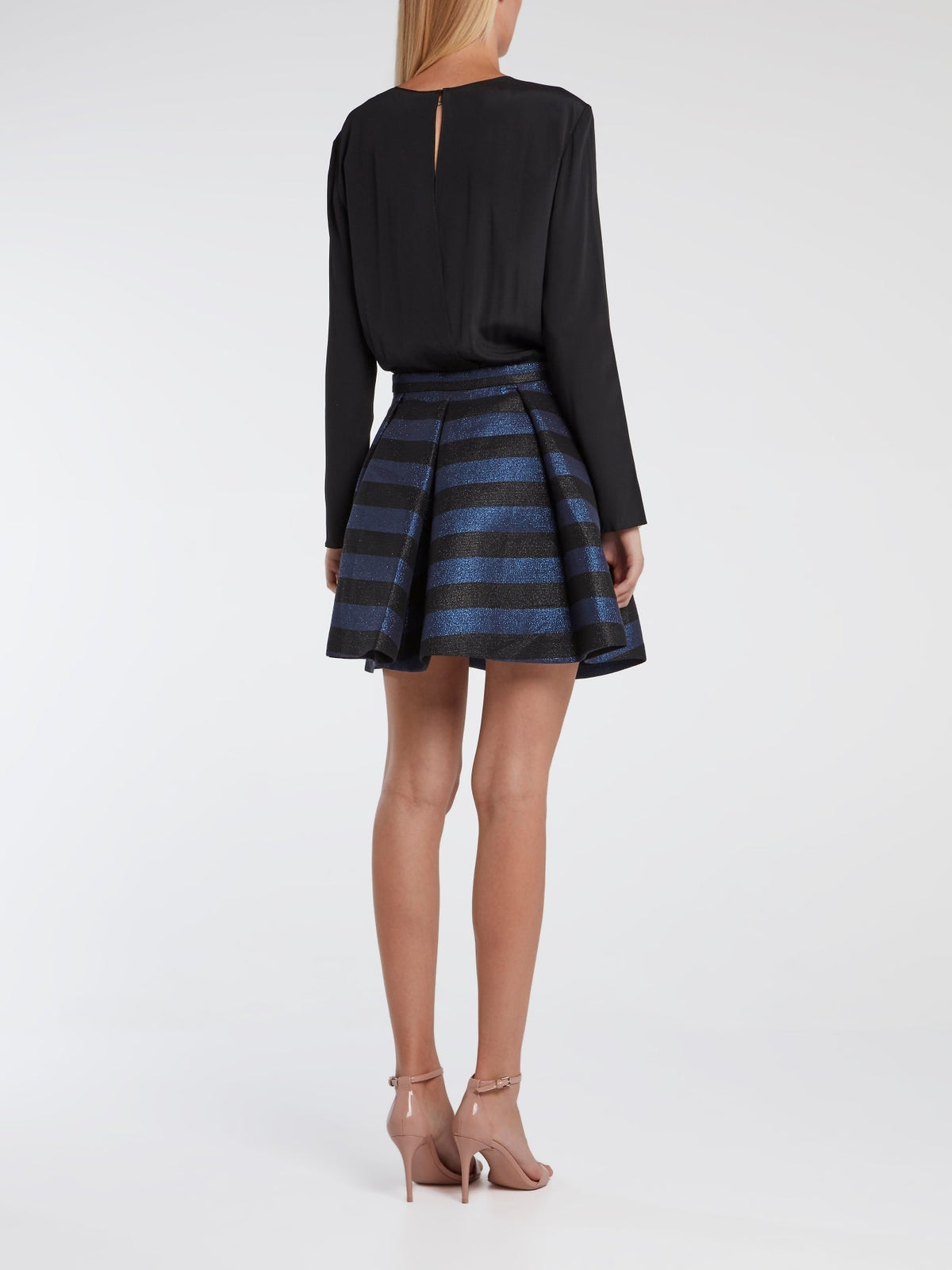 Striped Pleated Mini Dress