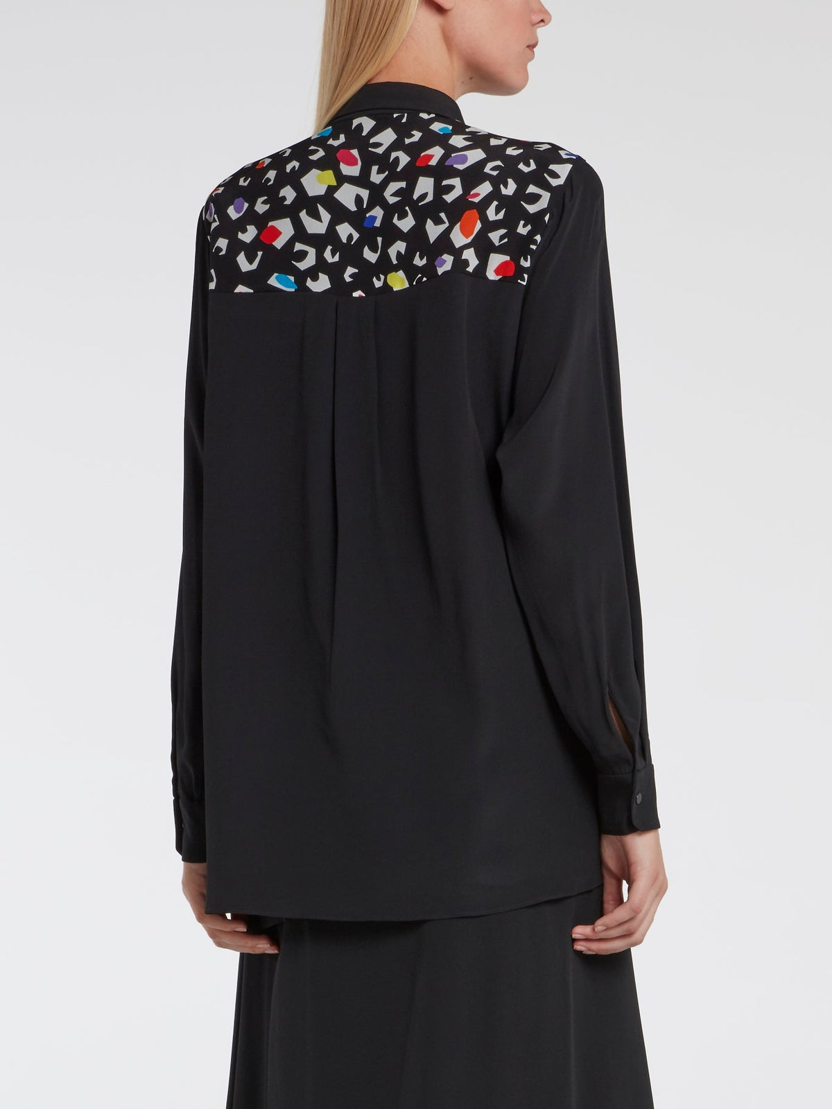 Black Print Panel Blouse