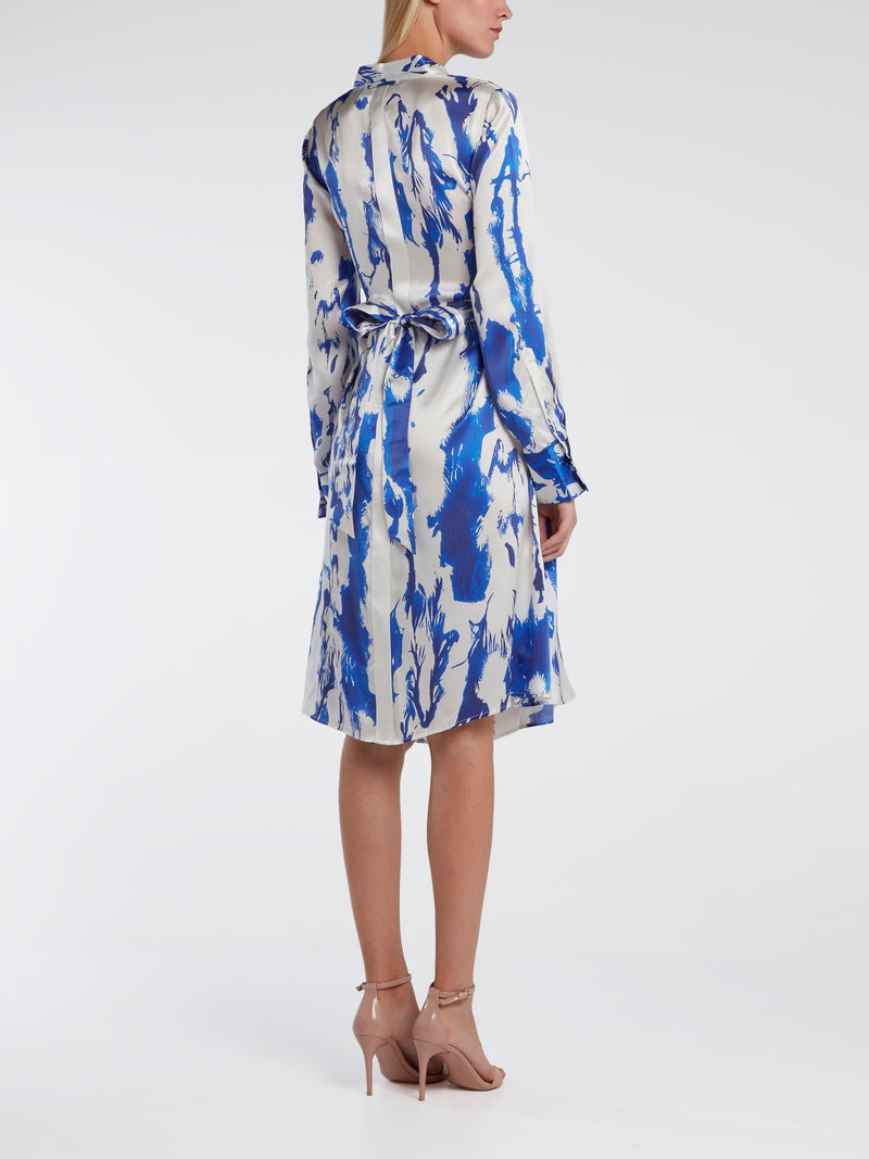 Printed Silk Midi Dress