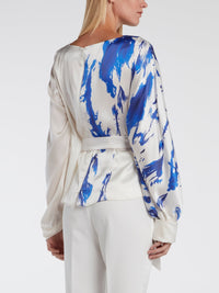 Long Sleeve Printed Silk Top