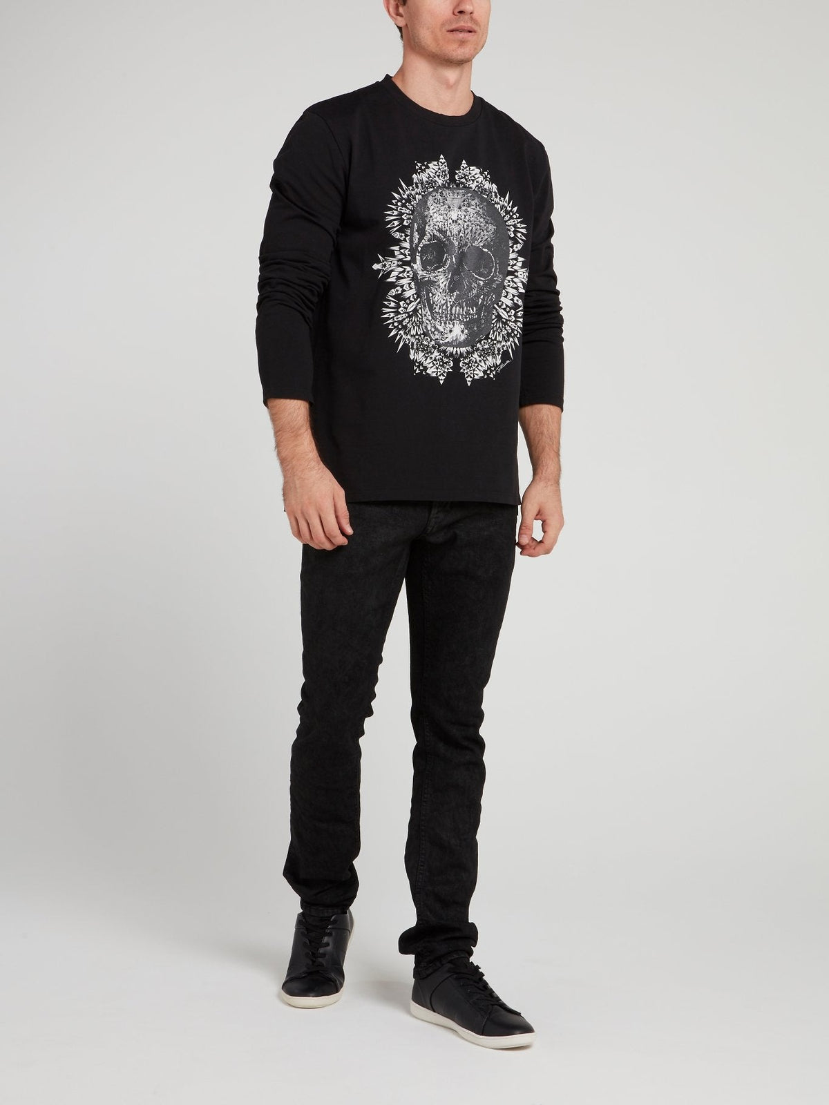 Black Skull Print Sweatshirt