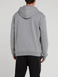 Grey Distorted Statement Print Hoodie