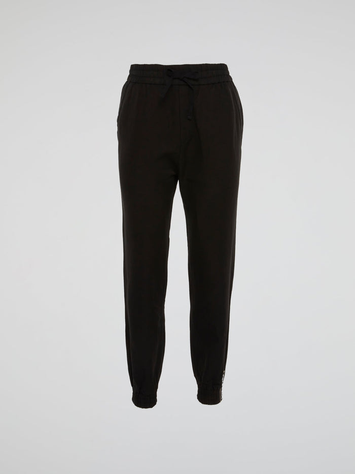 Black Drawstring Logo Edge Track Pants