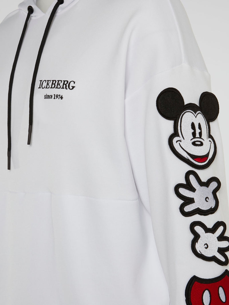 Mickey Mouse Sleeve Design Hooded Sweatshirt