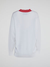 Mickey Mouse White V-Neck Knitted Top
