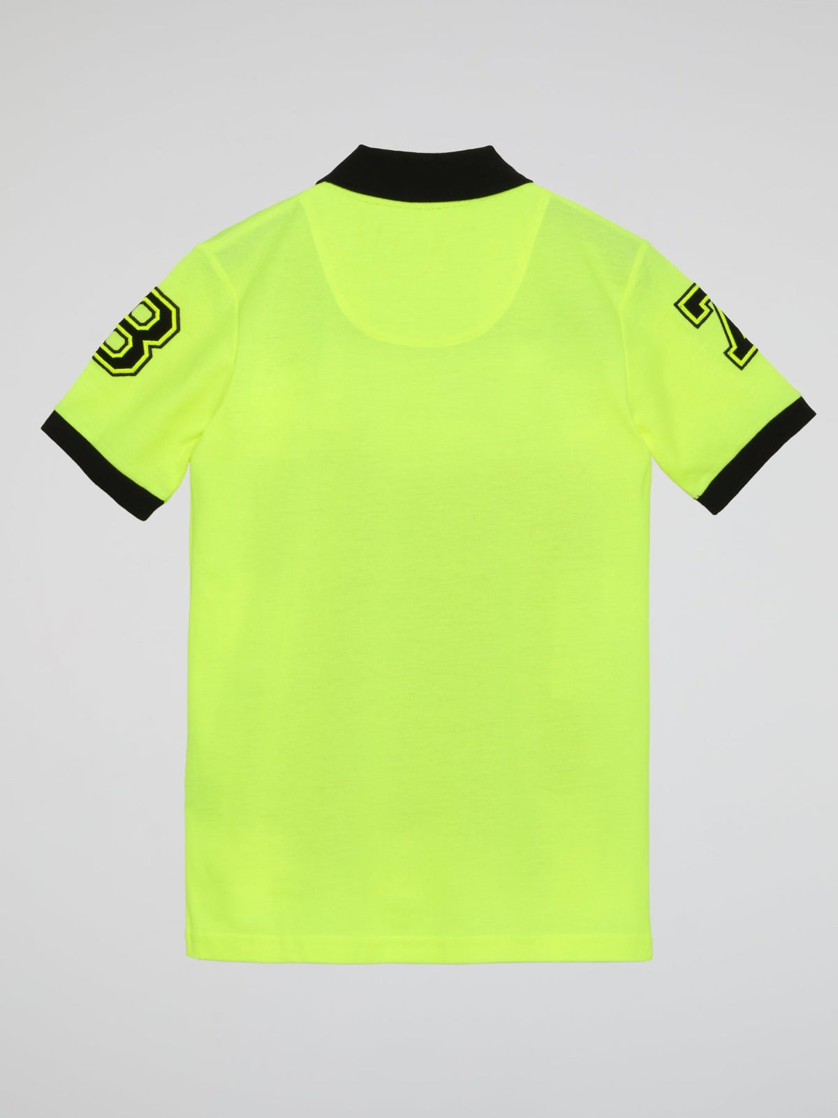 Neon Green Striped Edge Appliqu��d Polo Shirt (Kids)