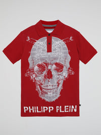 Red Skull Print Polo Shirt (Kids)