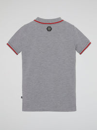 Grey Logo Patched Polo Shirt (Kids)