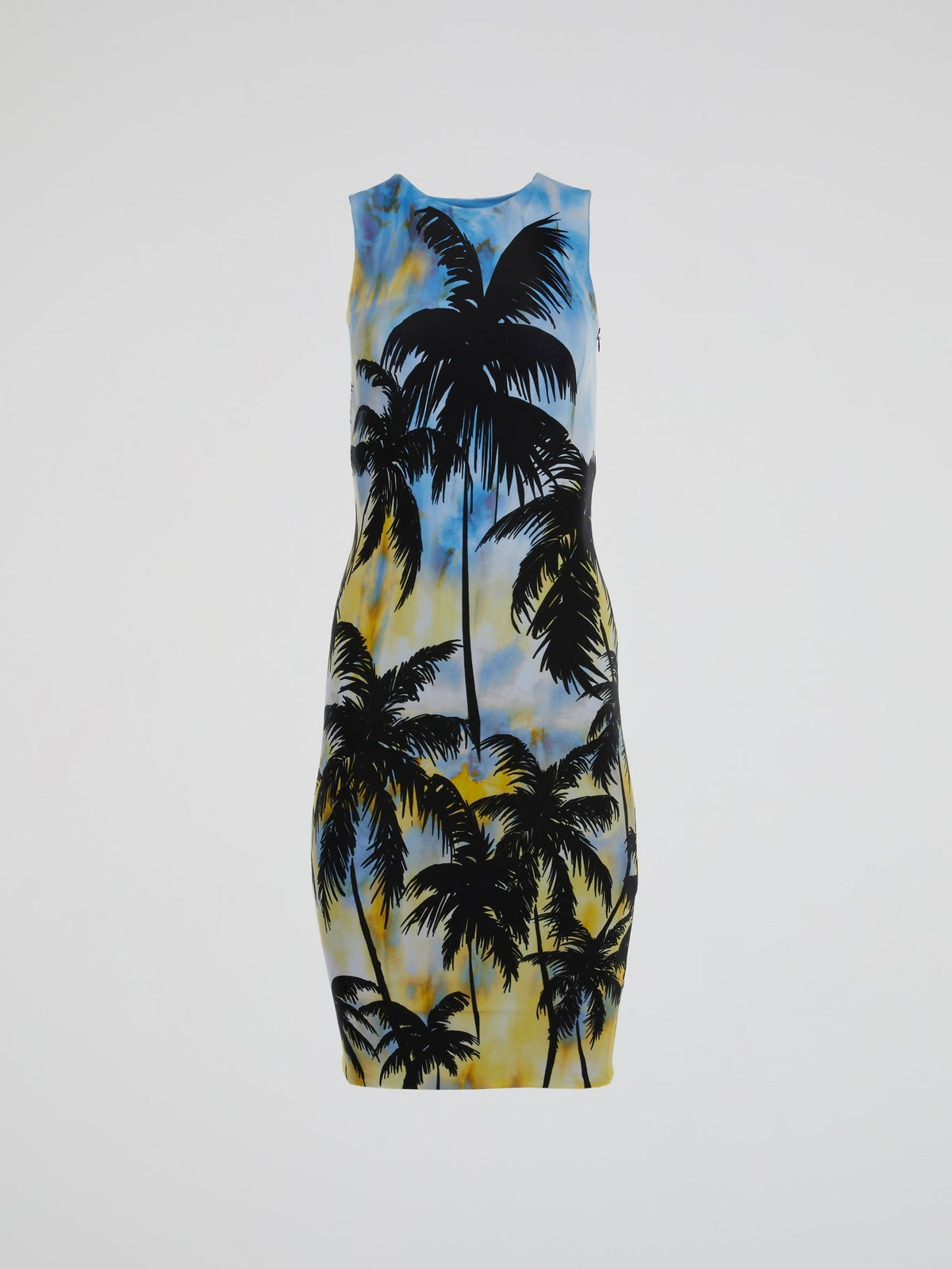 Tropical Inspired Print Sleeveless Midi Dress