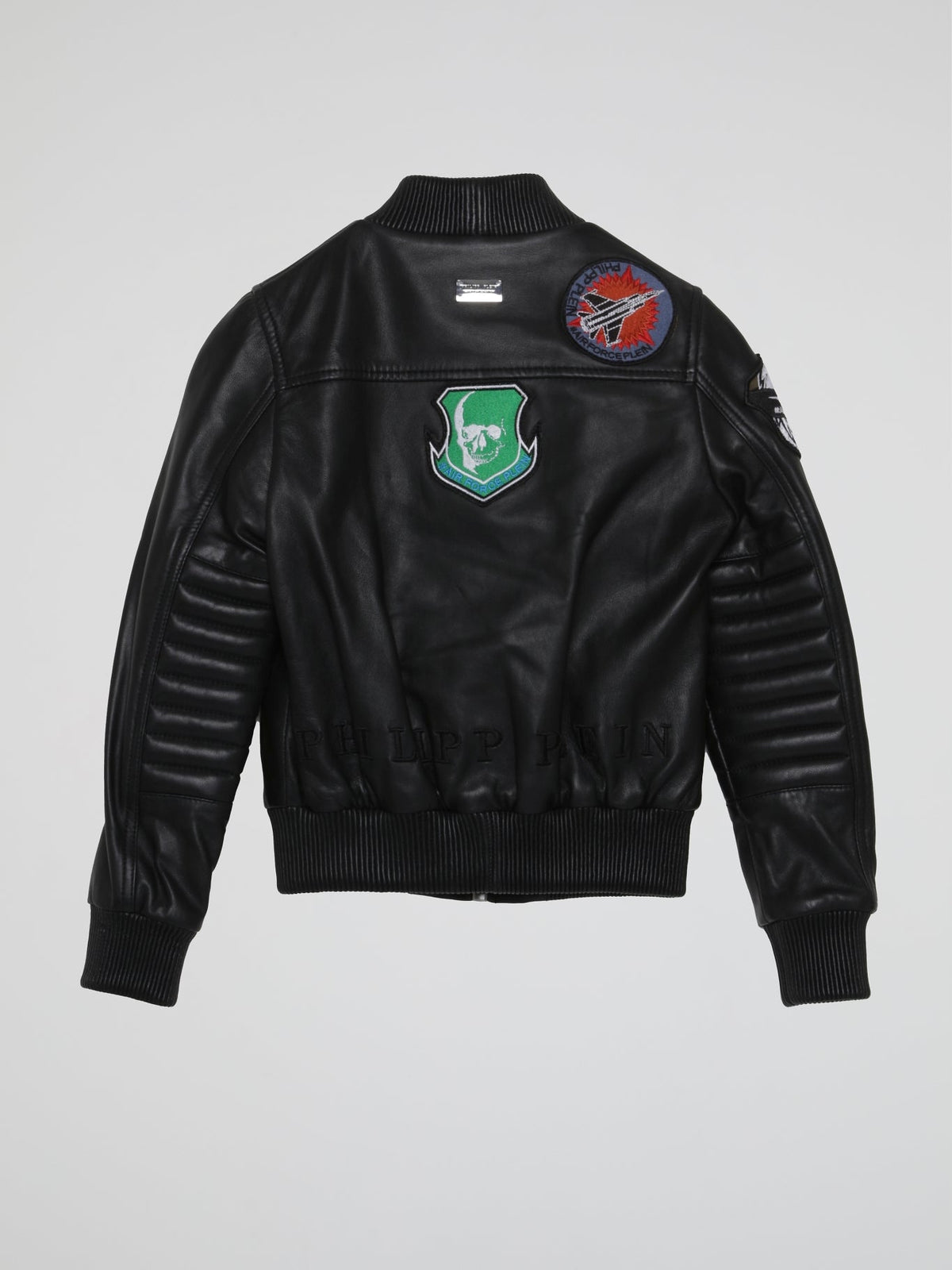 Black Patchwork Leather Jacket (Kids)