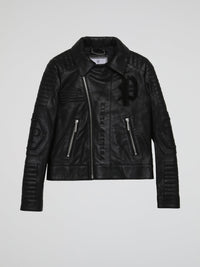 Black Leather Biker Jacket (Kids)