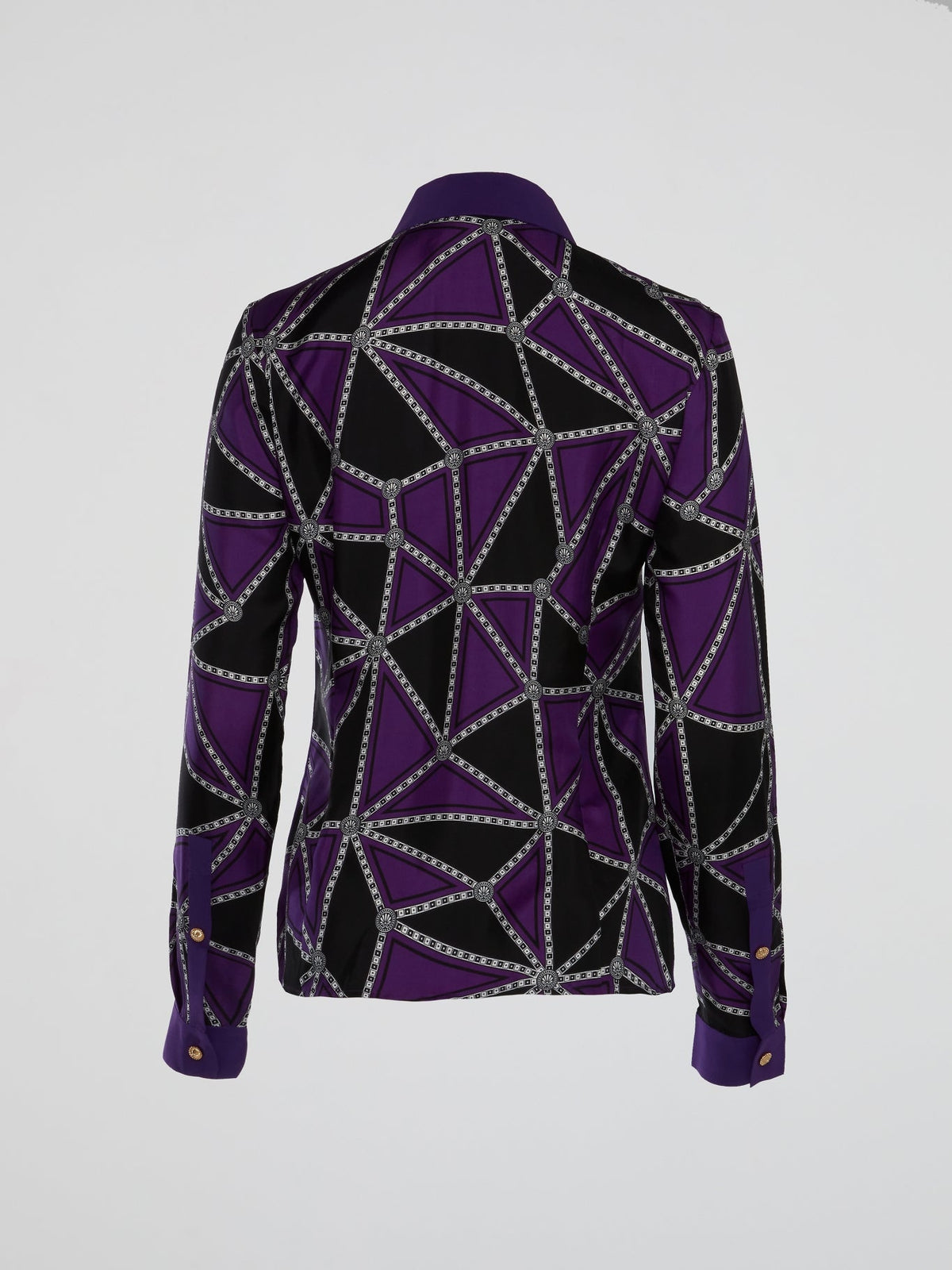 Purple Geometric Print Shirt