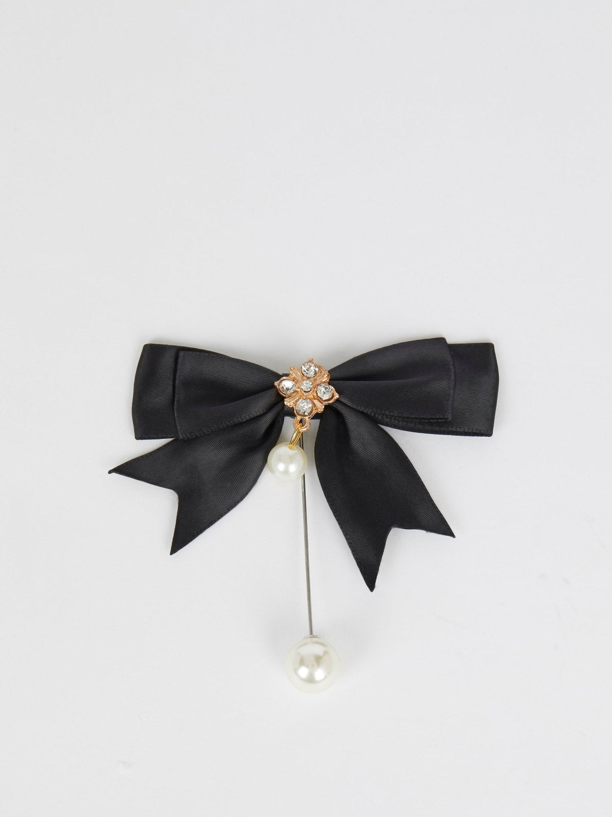 Victorian Black Ribbon Pearl Brooch