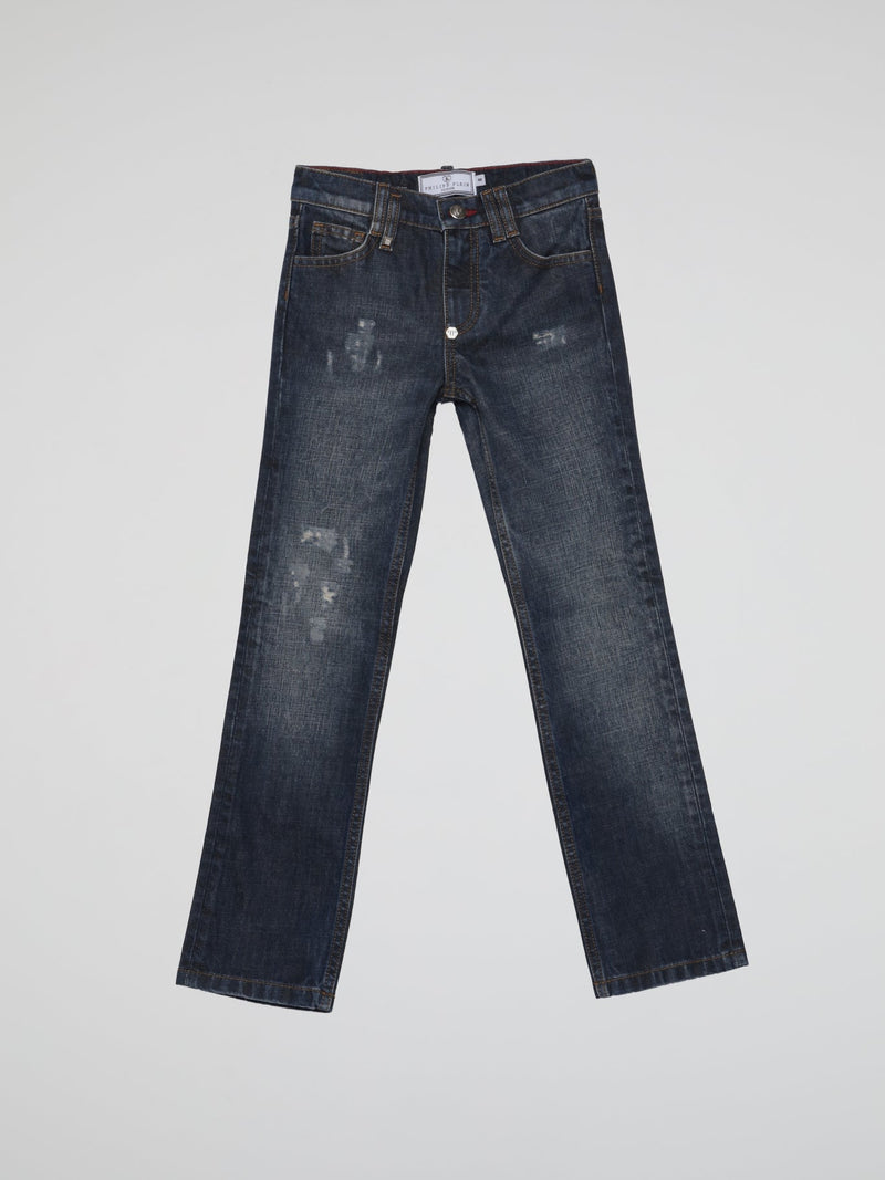 Logo Pocket Straight Cut Denim Jeans (Kids)