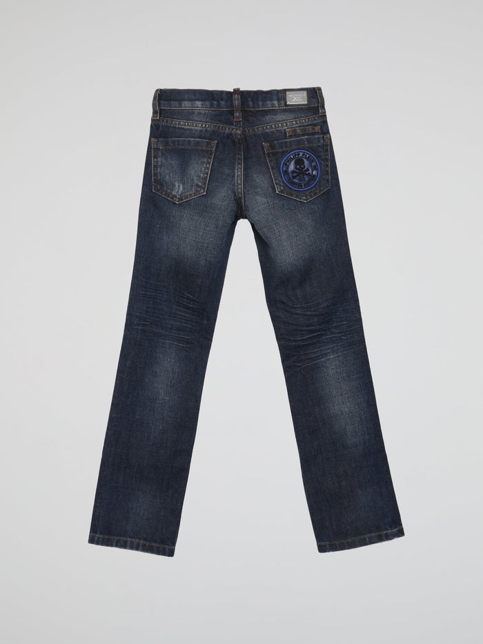 Logo Pocket Straight Cut Denim Jeans (Kids)