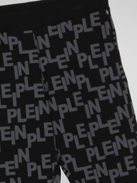 Black Logo All Over Print Active Trousers (Kids)