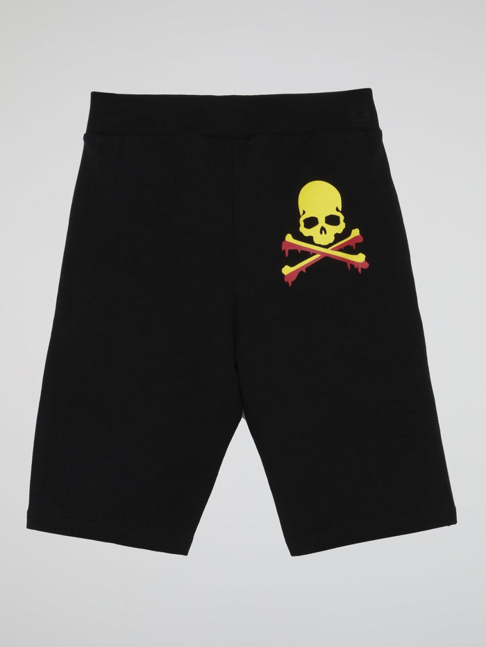 Black Rear Skull Jogging Shorts (Kids)