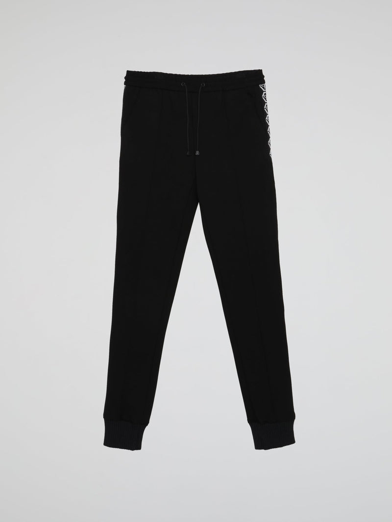 All Over PP Black Drawstring Trousers (Kids)