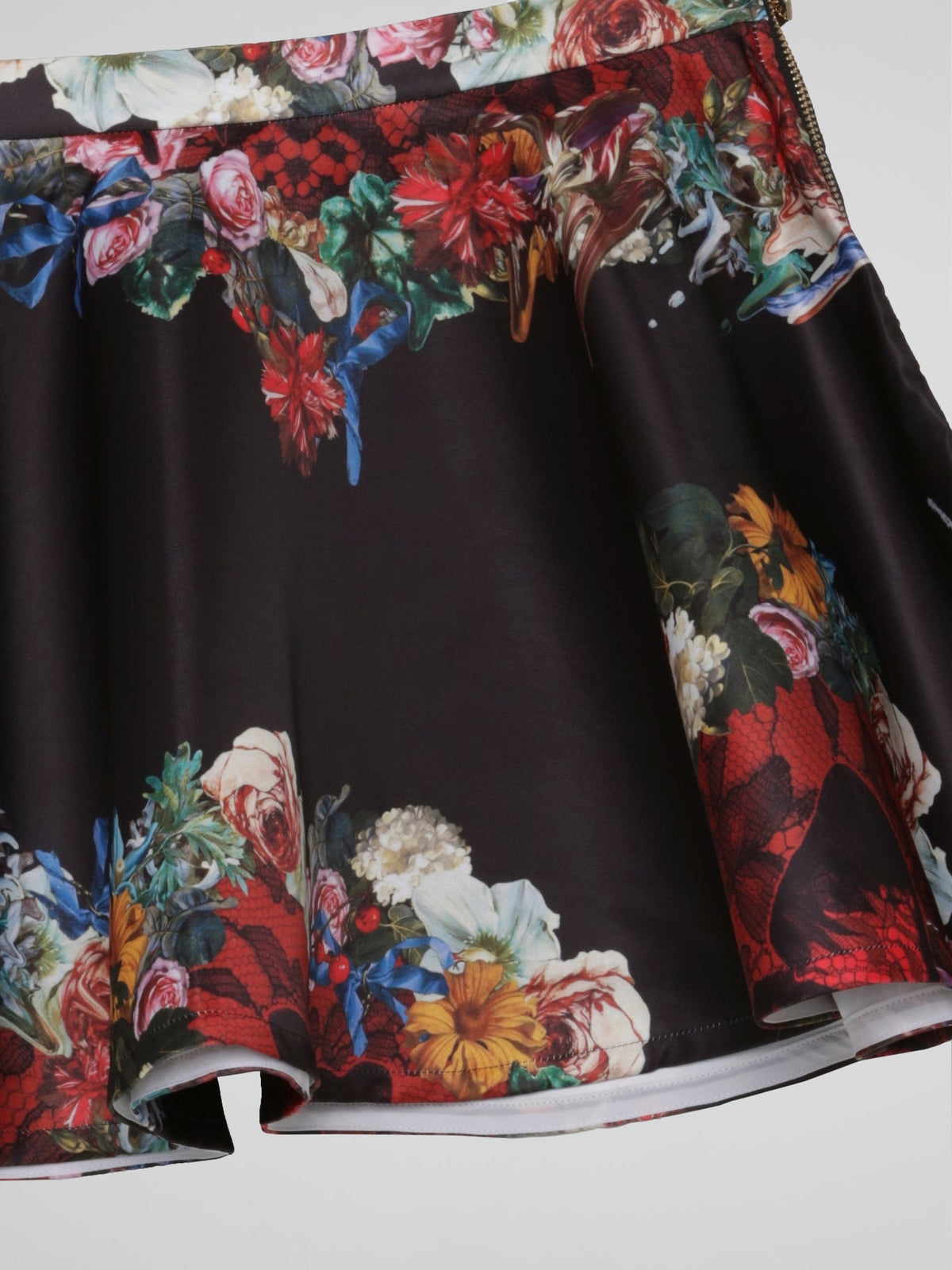 Black Floral Ruffle Hem Skirt (Kids)