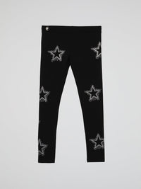 Black Star Print Workout Leggings (Kids)