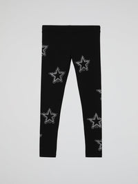 Black Star Print Workout Leggings (Kids)