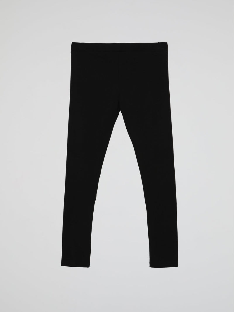 Black With Stud Logo Workout Leggings (Kids)