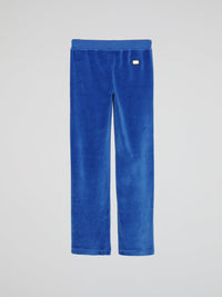 Blue Skull Crystal Velvet Sweatpants (Kids)