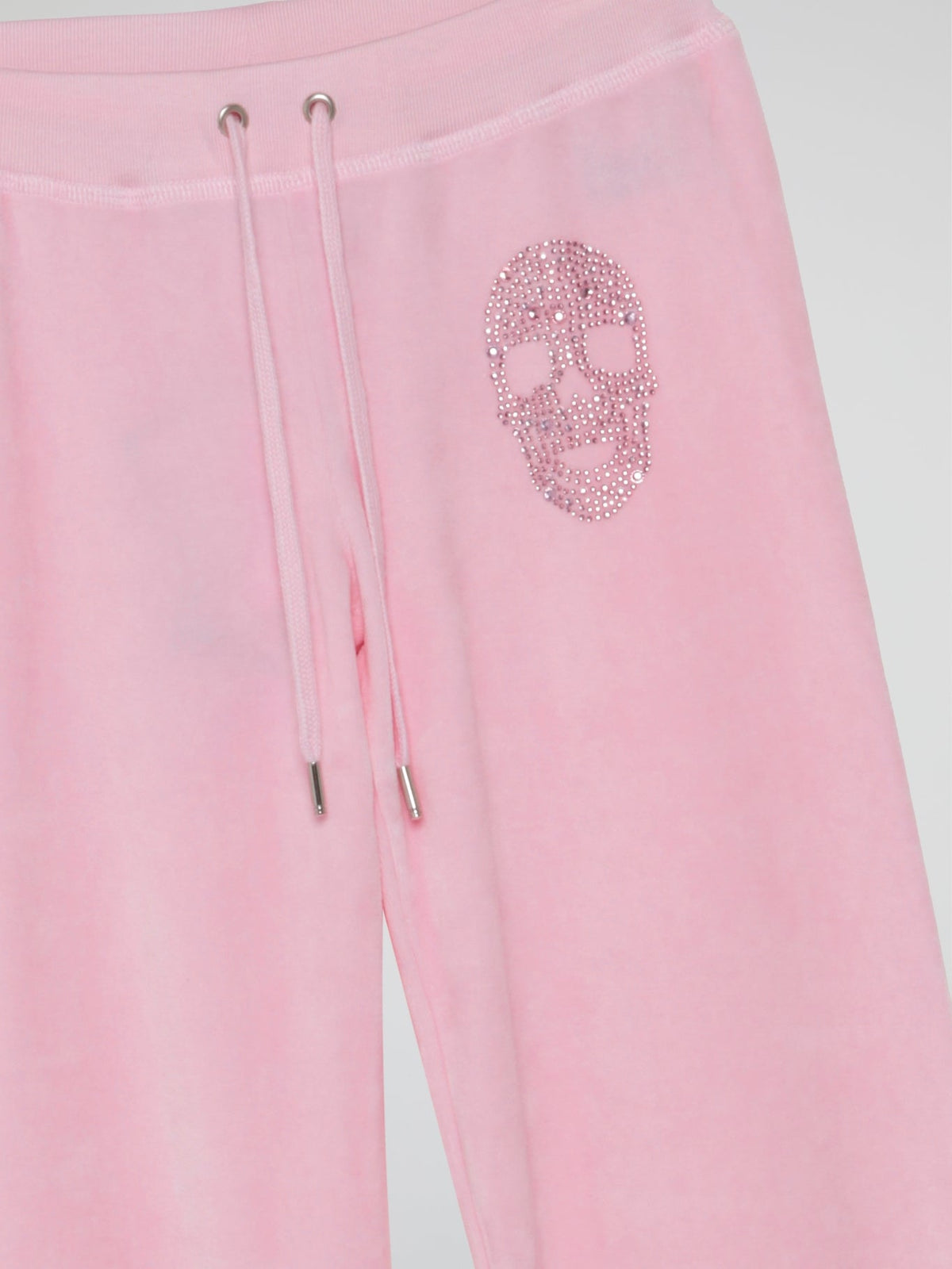 Pink Skull Crystal Velvet Sweatpants (Kids)