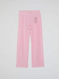 Pink Skull Crystal Velvet Sweatpants (Kids)