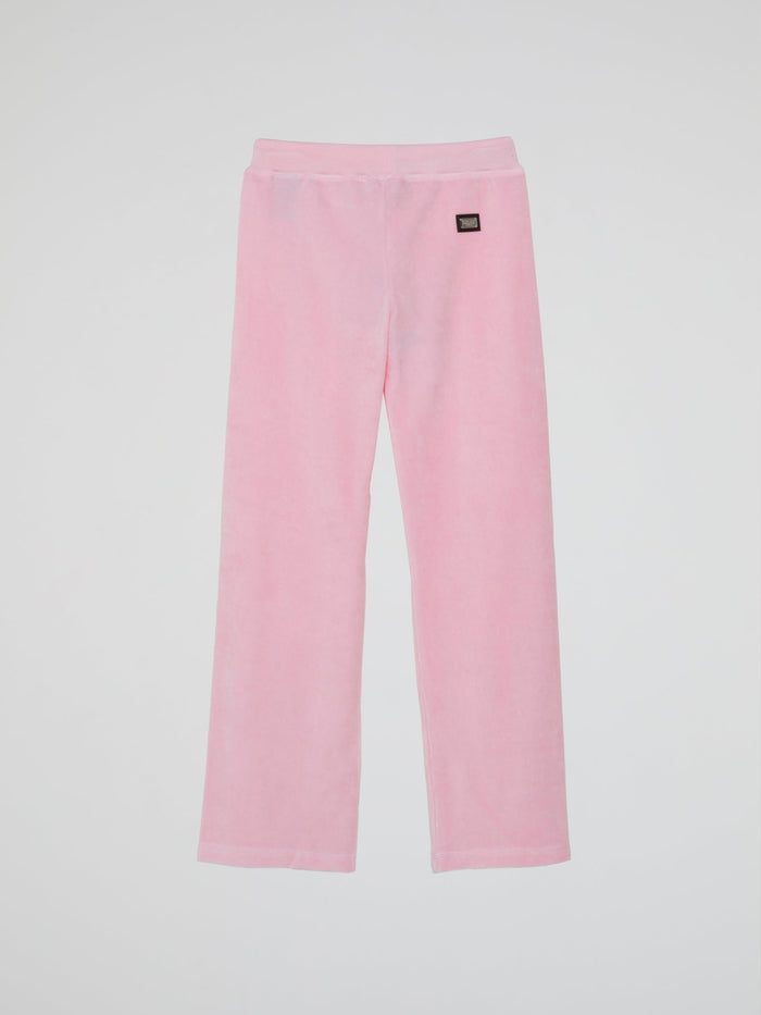 Pink Skull Crystal Velvet Sweatpants (Kids)