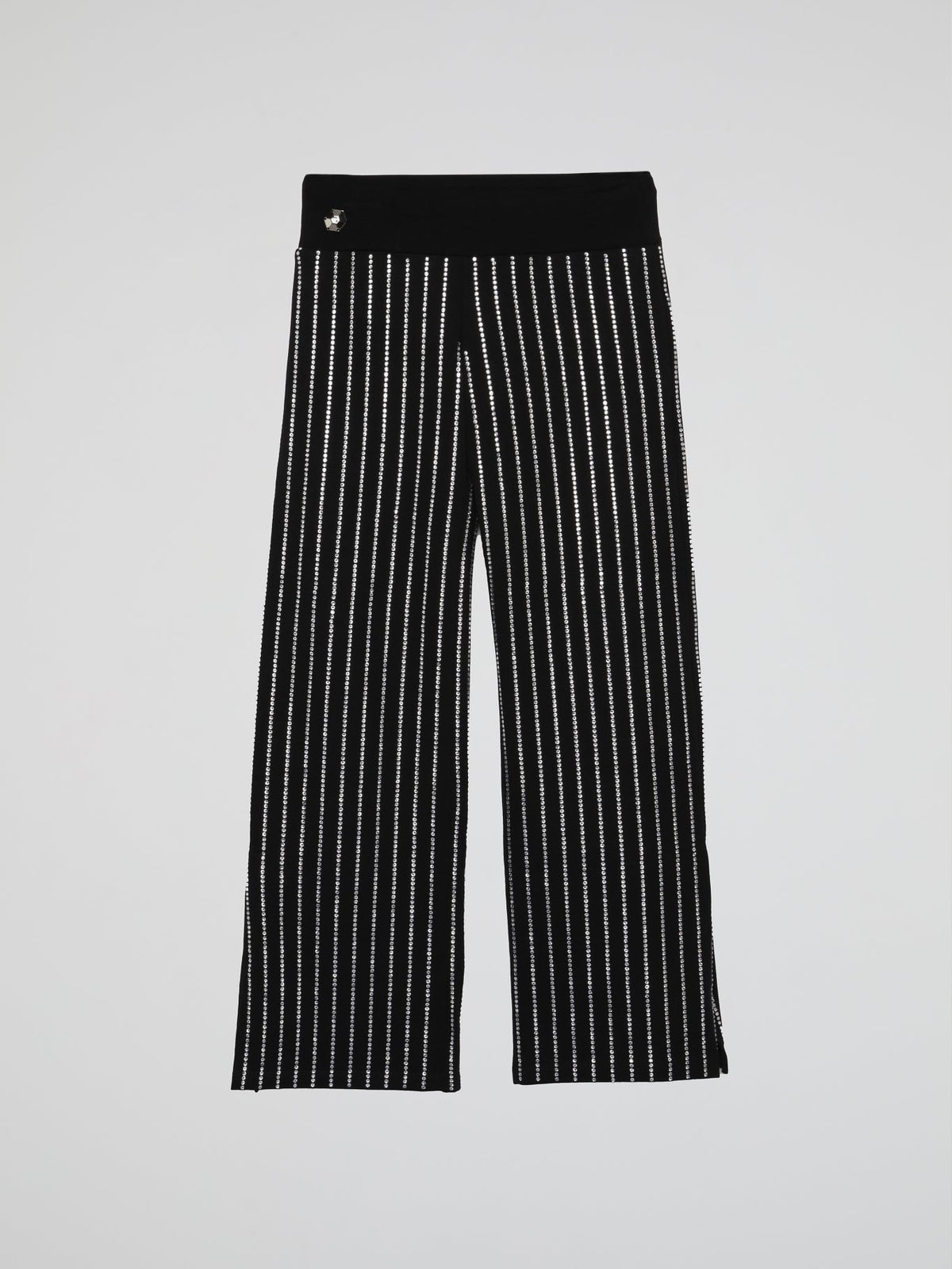 Black Crystal Studded Stripes Trousers (Kids)