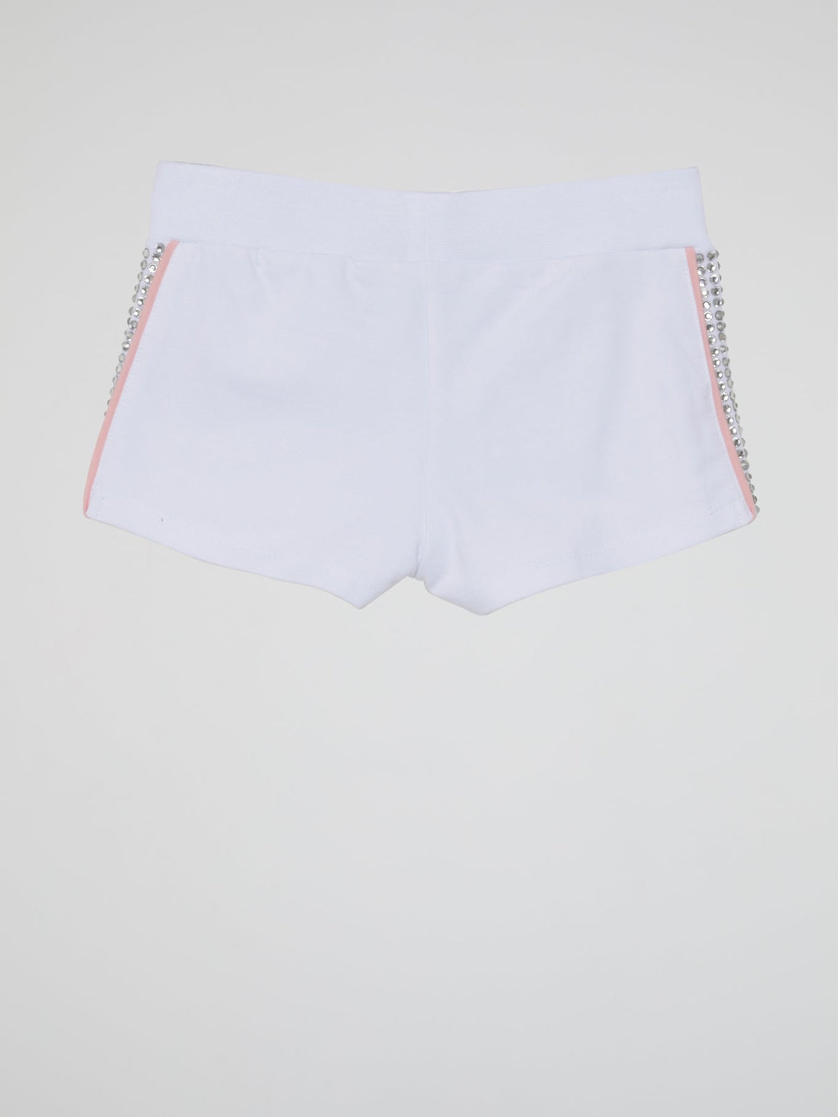 White Crystal Studded Jogging Shorts (Kids)