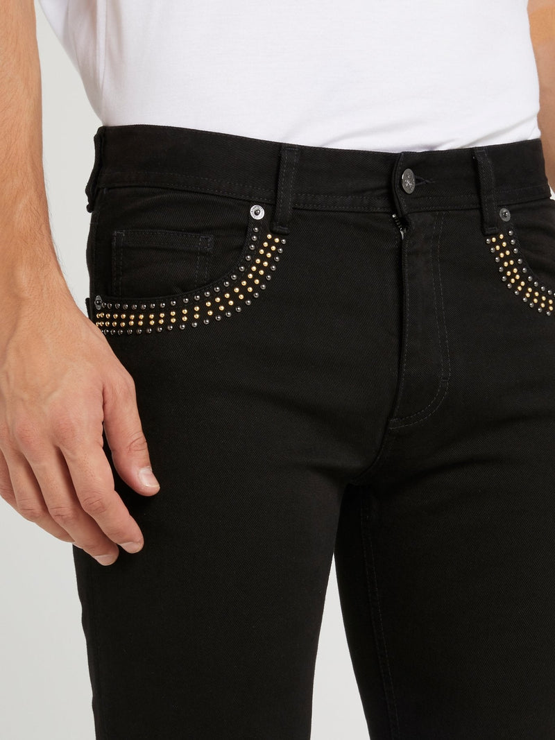 Black Stud Detail Skinny Jeans