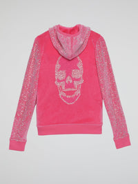 Pink Crystal Detail Velvet Sweatshirt (Kids)