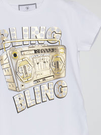 White Bling Round Neck T-Shirt (Kids)