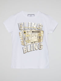 White Bling Round Neck T-Shirt (Kids)