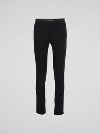 Black Leather Waist Leggings