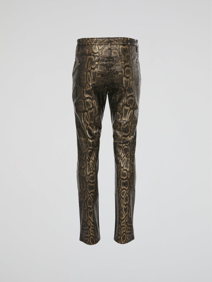 Snake Print Leather Pants