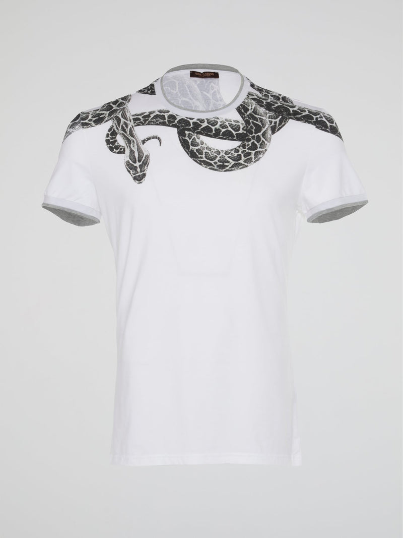 White Snake Print Undershirt