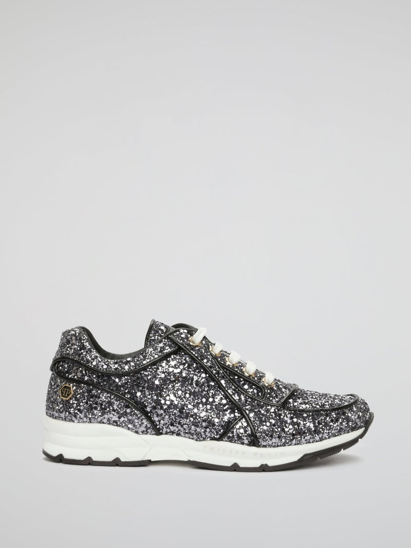 Metallic Crystal Lace Up Sneakers (Kids)