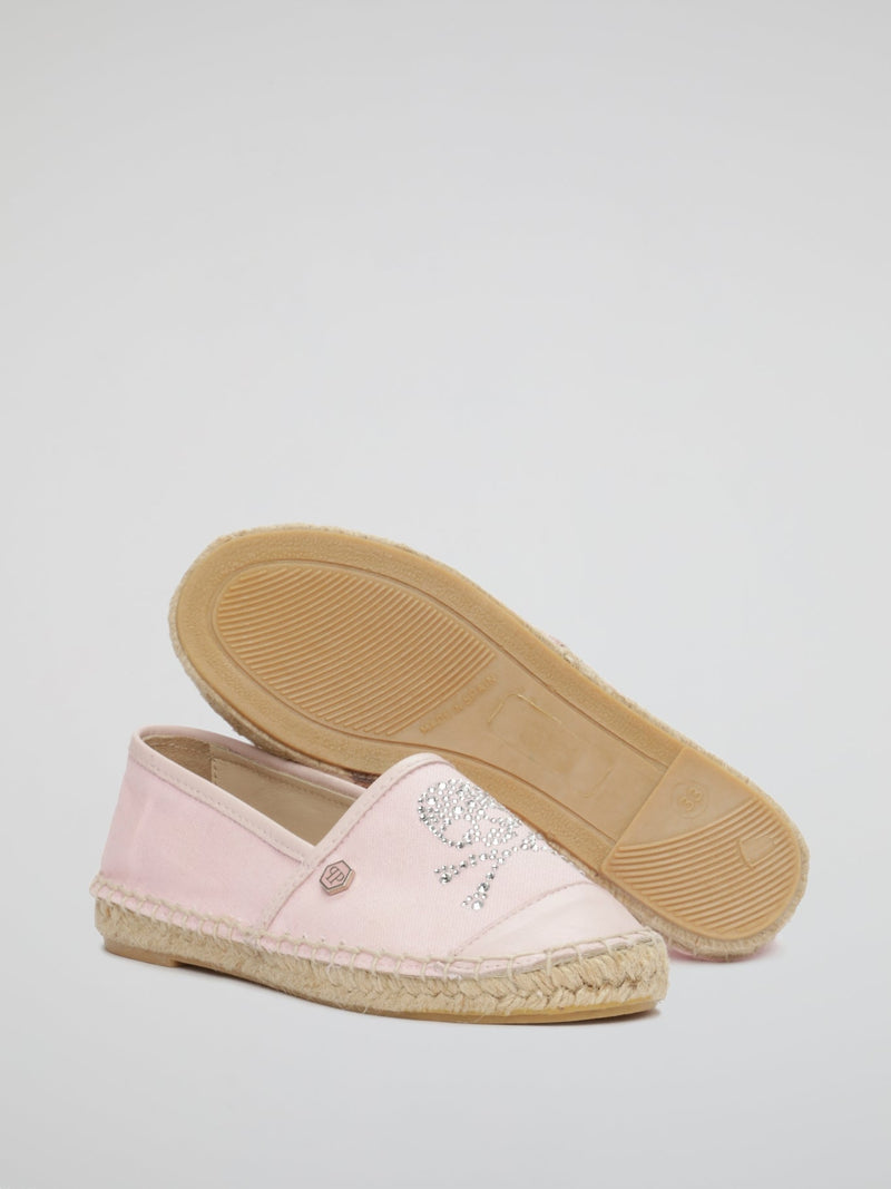 Pink Skull Crystal Espadrilles (Kids)