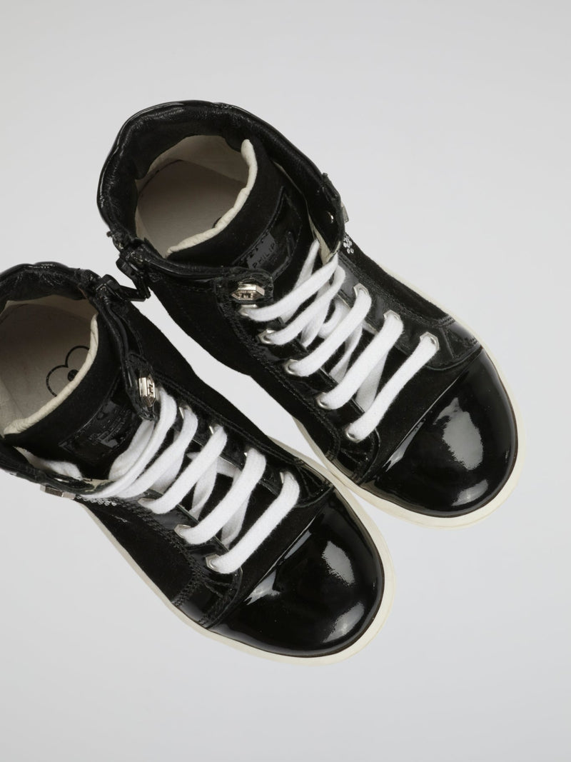 Black Skull High Top Sneakers (Kids)