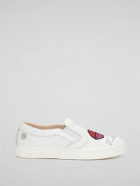 White Plein Wow Slip On Sneakers (Kids)