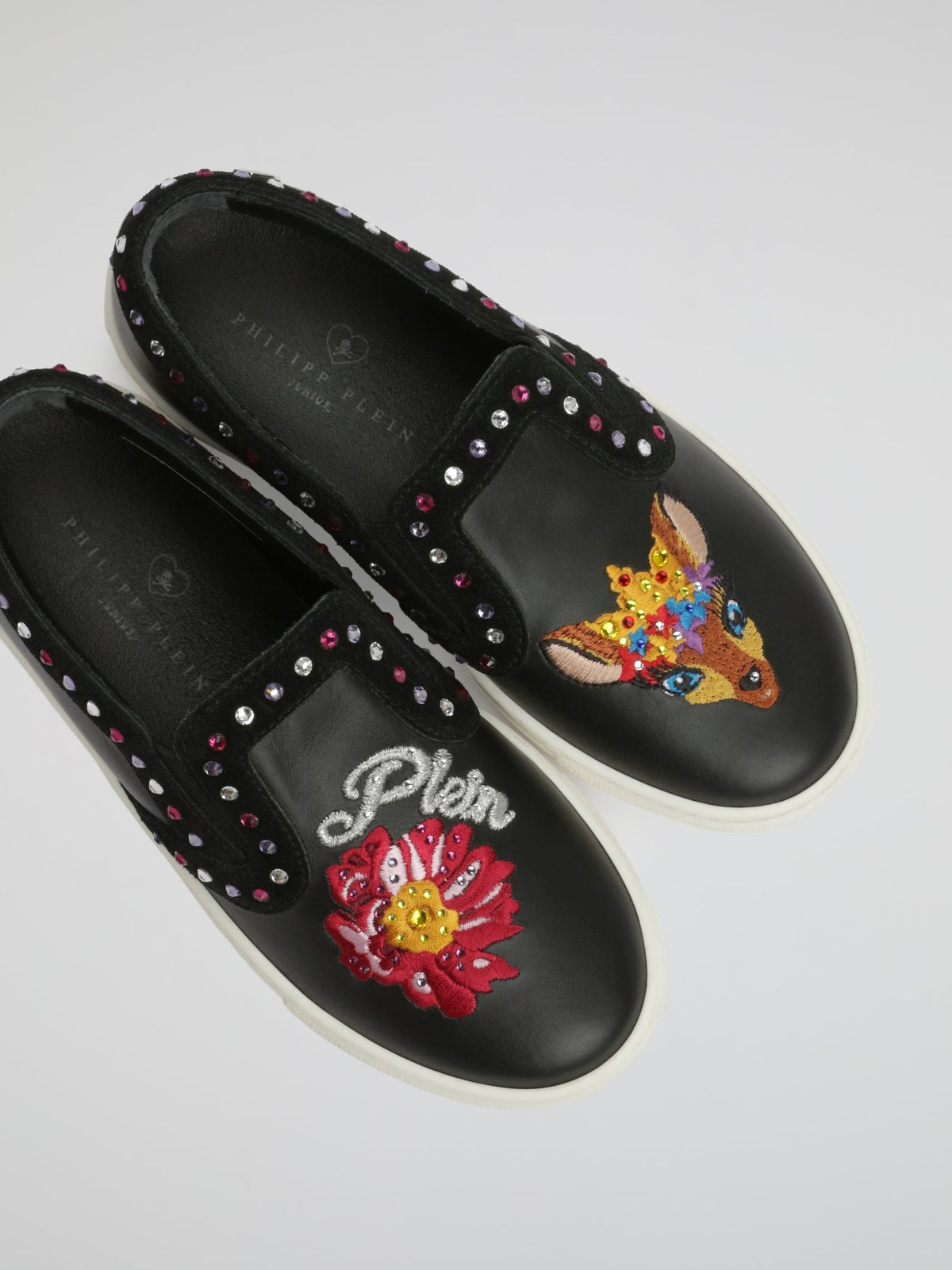 Black Patched Slip-On Sneakers (Kids)