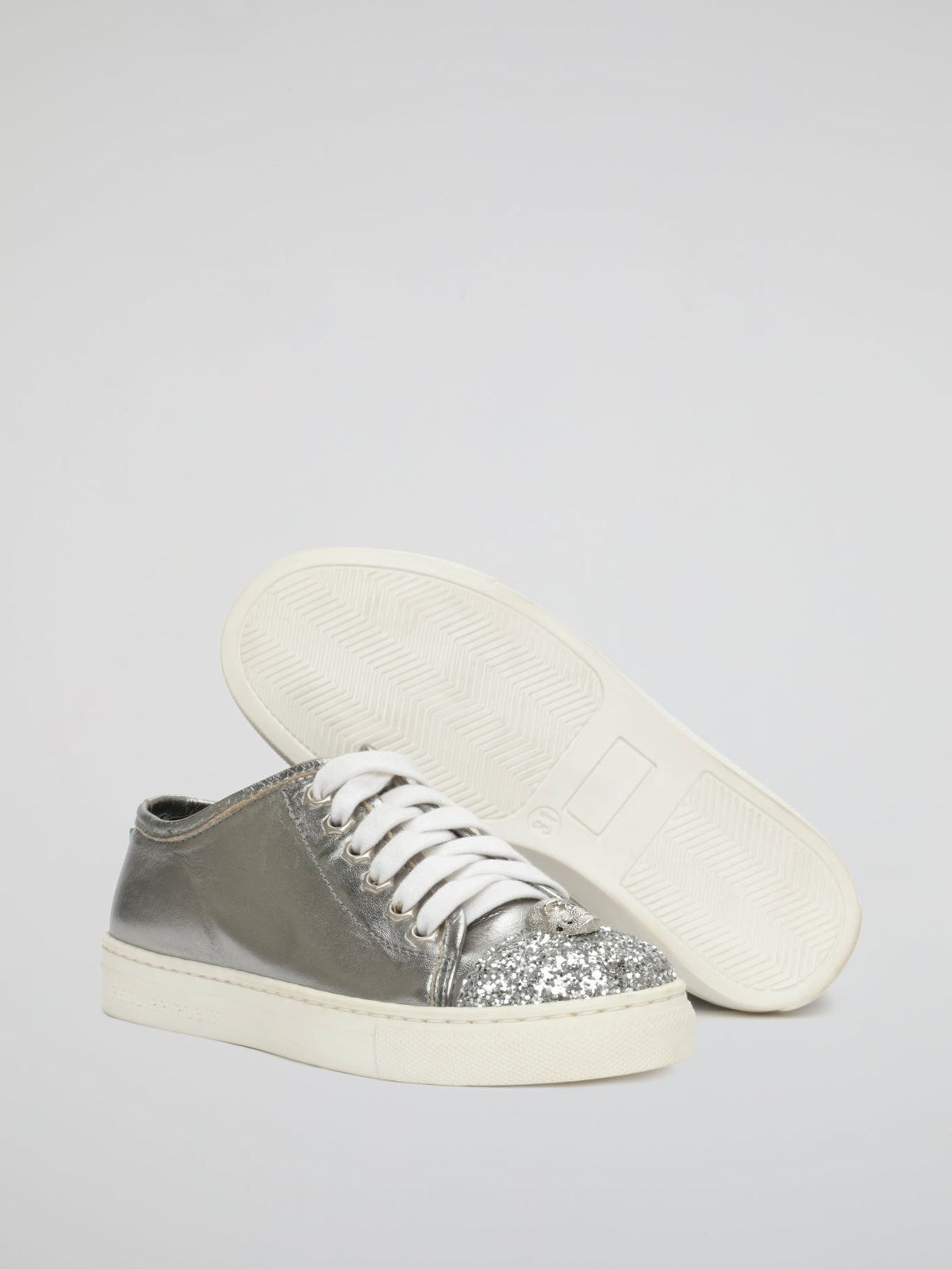 Silver Skull Detail Lace Up Sneakers (Kids)