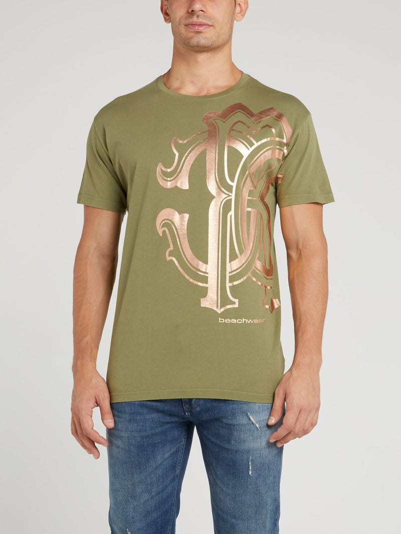 Olive Glossy Print Monogram T-Shirt