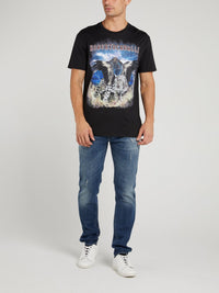 Black Mythical Graphic Print T-Shirt