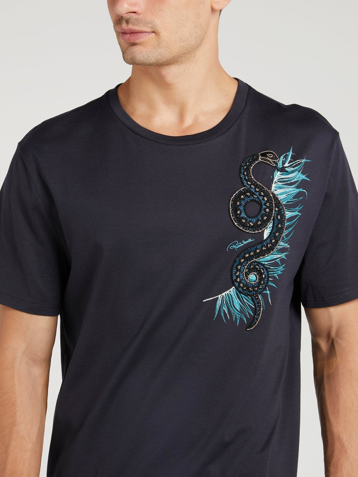 Navy Snake Beaded T-Shirt