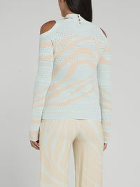 Halter Cold Shoulder Knitted Pullover